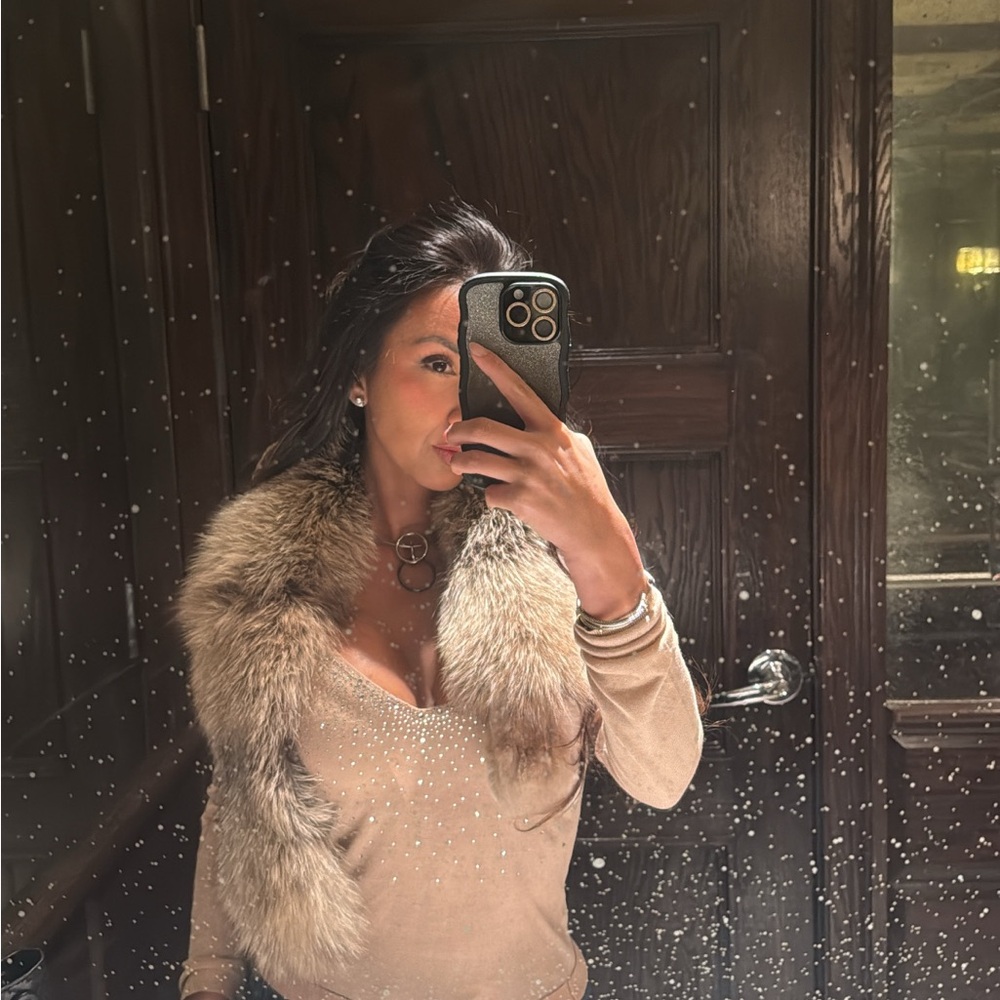 Fox Fur Scarf in Brown and Cream